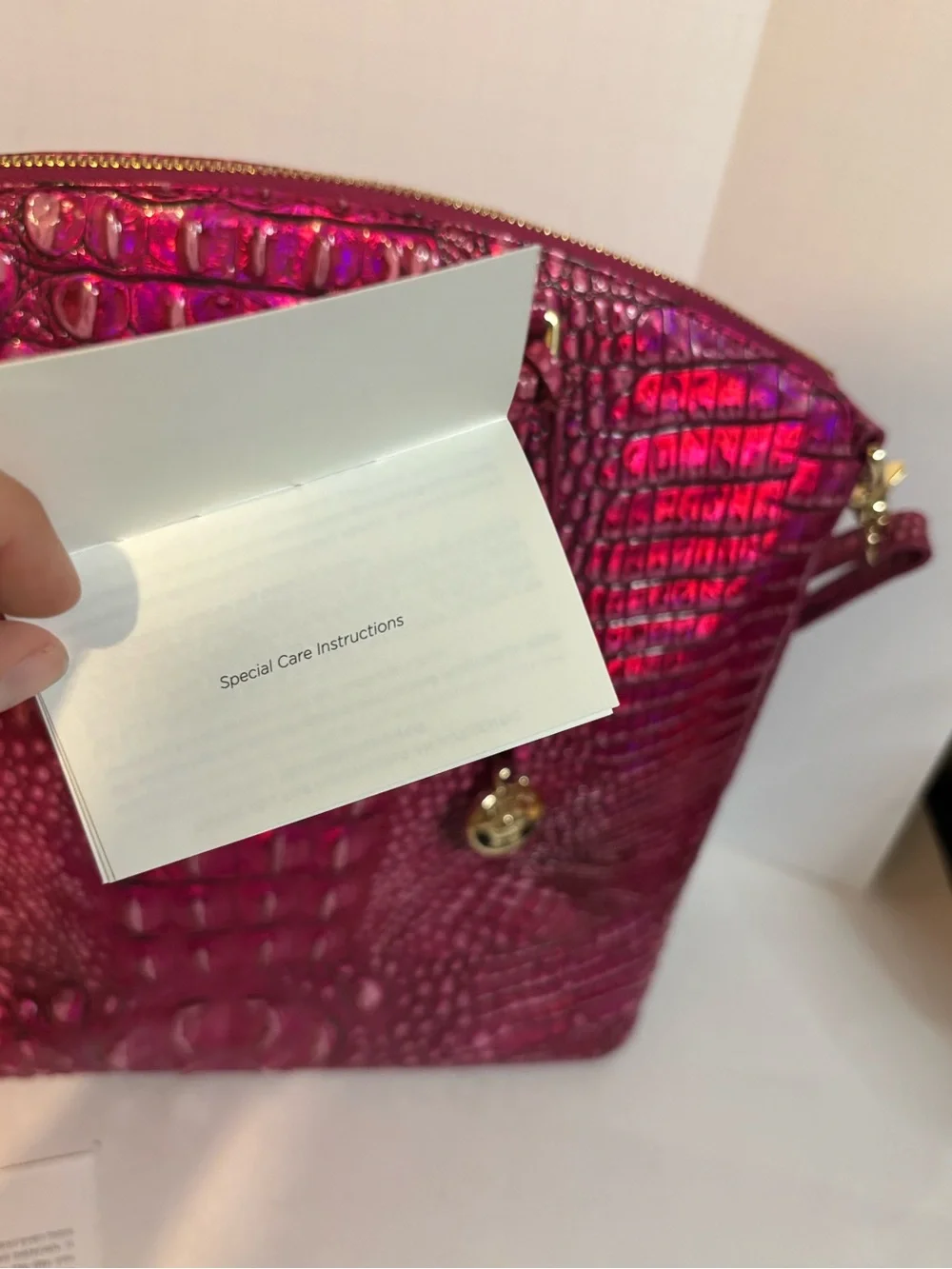 NWOT Brahmin Large Druxbury Potion Melbourne Croc-Embossed Satchel with Gold